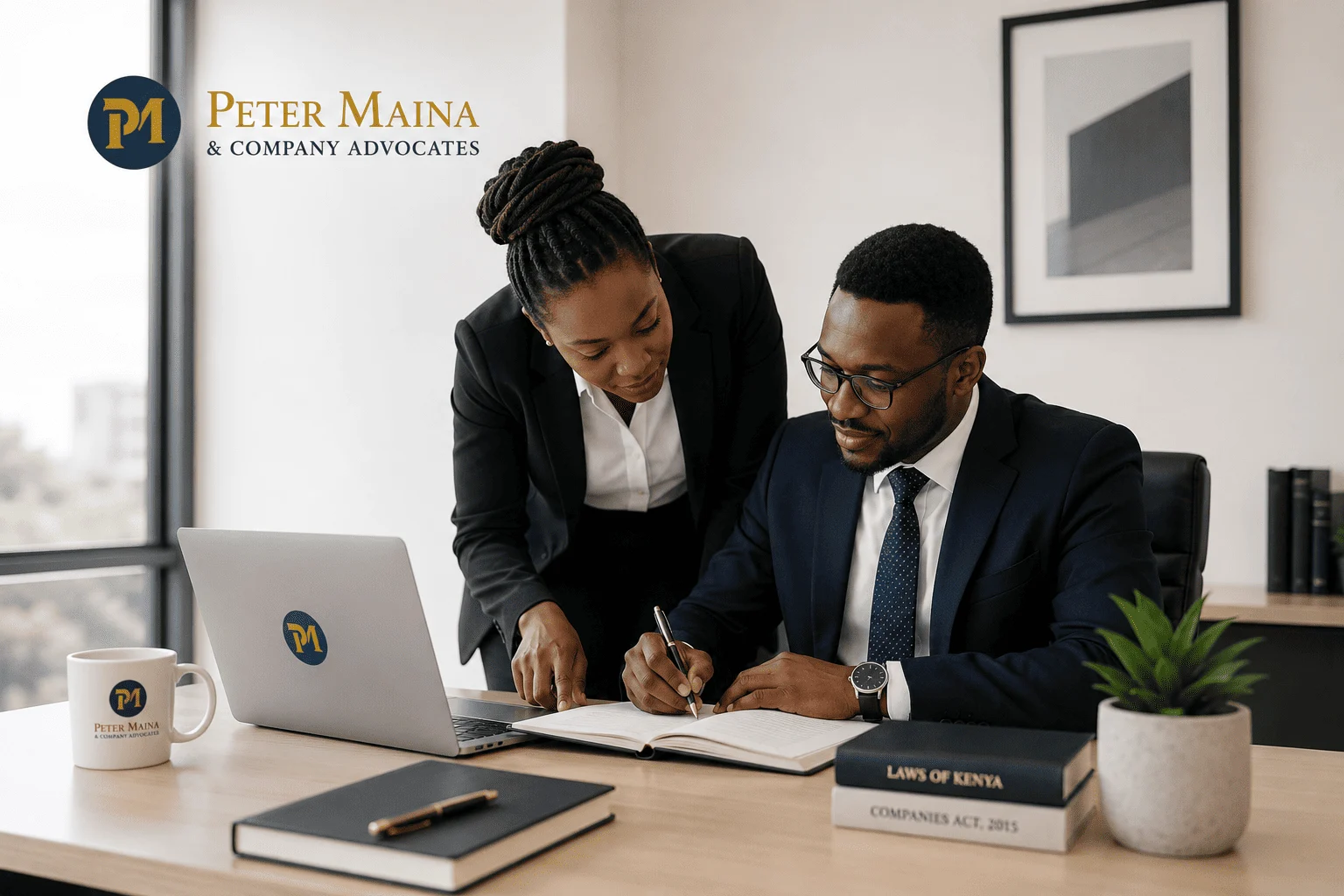 Lawyer advising a client on Kenya work permit application requirements and immigration compliance in a modern legal office.
